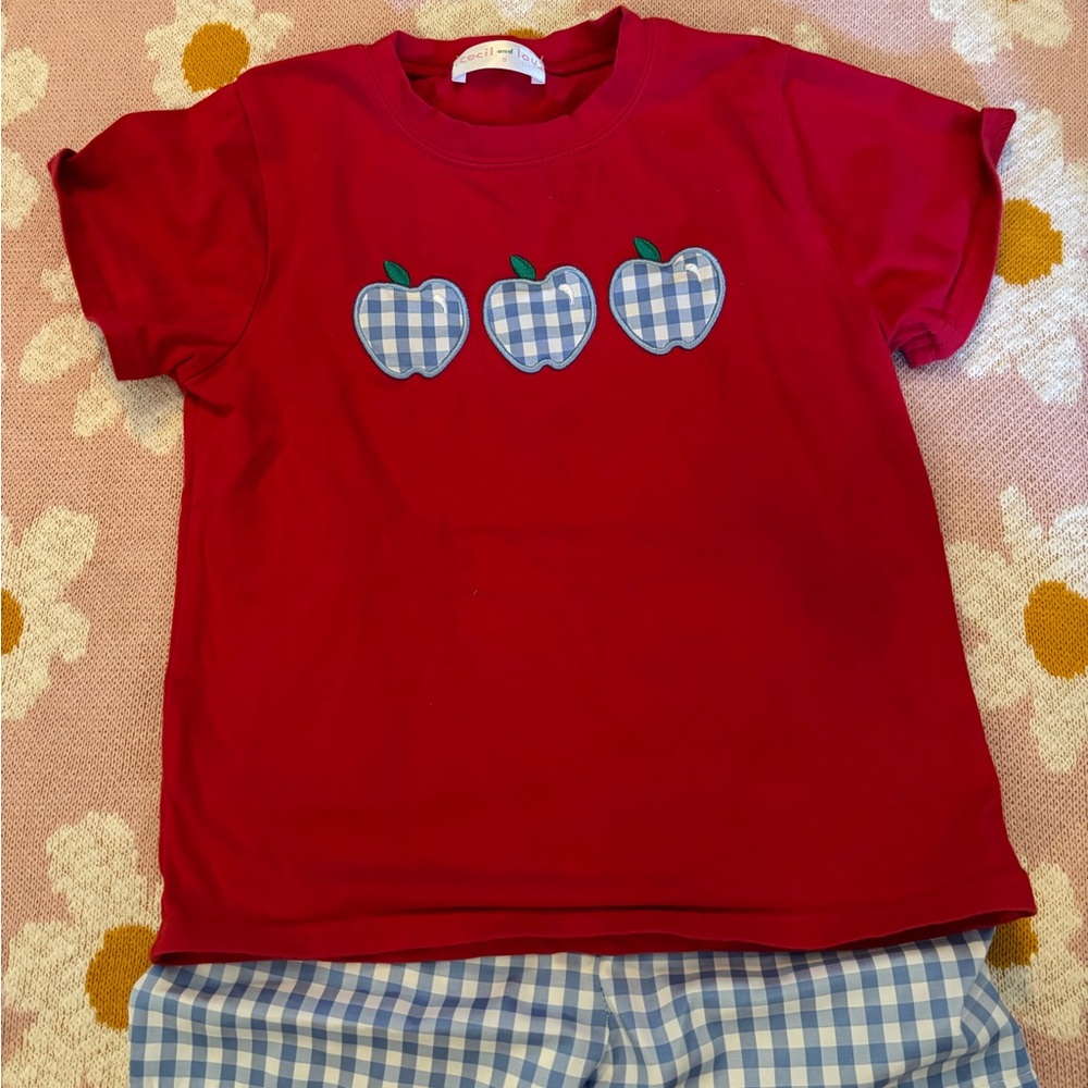 Cecil and Lou gingham Apple Back to School outfit size 5 boys